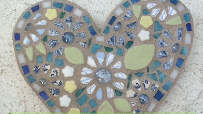 Art And Wine Series: Ceramic Mosaic Hearts