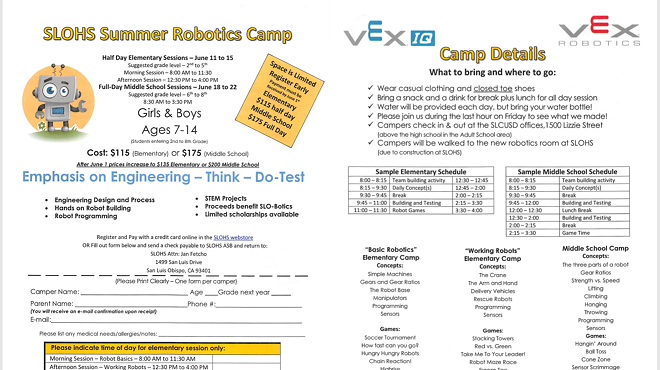 Summer Robotics Camp (Grades 6 to 8)