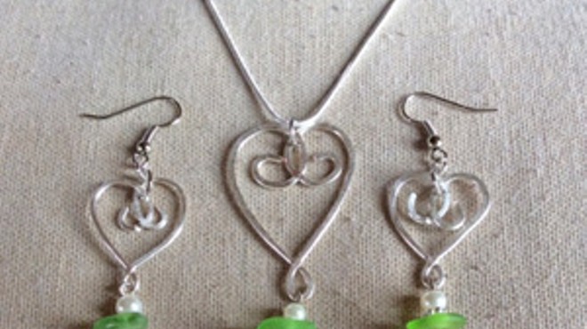 Sea Glass Wire Heart Jewelry