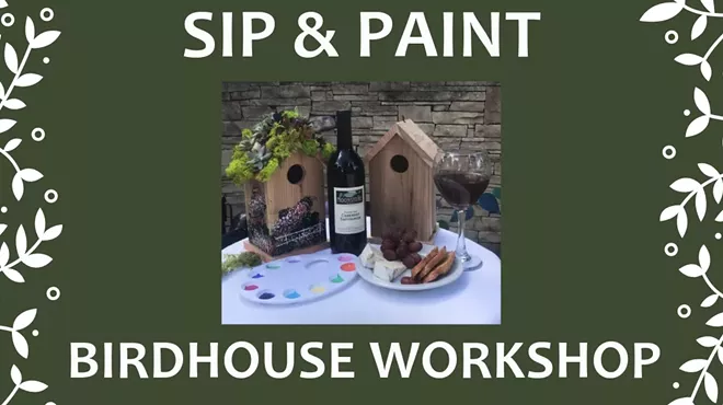 Image: Sip and Paint: Birdhouse Workshop
