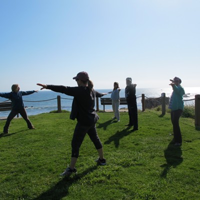 Qi Gong Class Heads to the Cliffs Above the Beach on Nice Days!