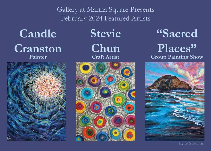 Gallery at Marina Square presents Candle "SEENCE" Cranston, Stevie Chun and the SACRED SPACES group painting show