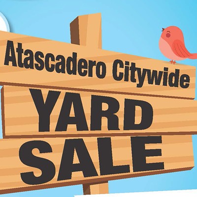 Atascadero Citywide Yard Sale Sign with red bird on top