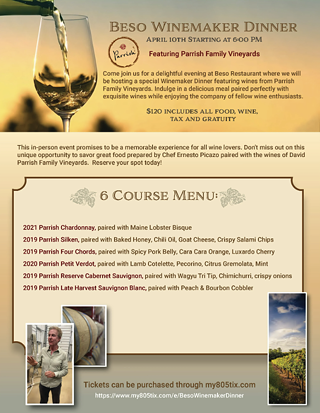 Image: Beso Winemaker Dinner Featuring Parrish Family Vineyards