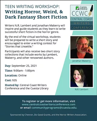 Image: CCWC Teen Program: Writing Horror, Weird, and Dark Fantasy Short Fiction