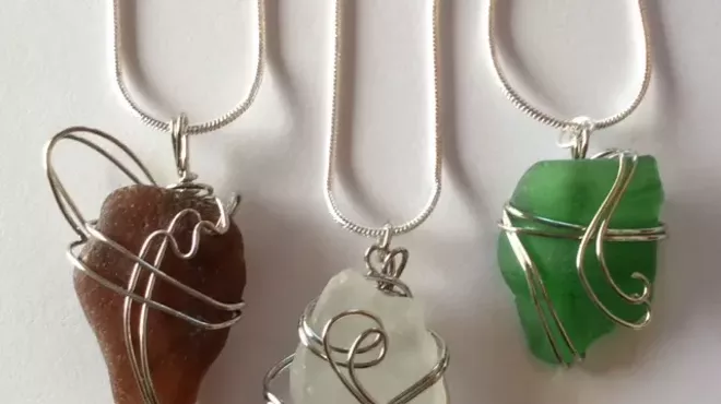 Image: Double Wire Wrap Sea Glass Jewelry