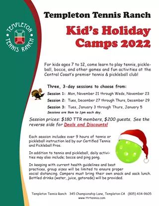 Image: Kid's Holiday Tennis and Pickleball Camps (Session 2)