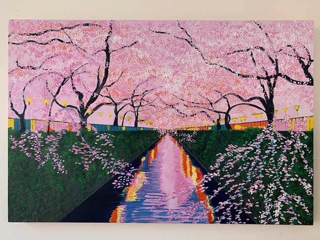 Cherry Blossom Extravaganza  24 inches by 36 inches