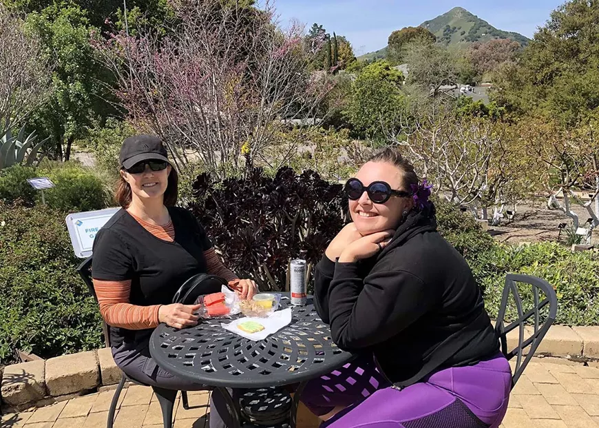 Enjoying lunch in the Garden of the Seven Sisters