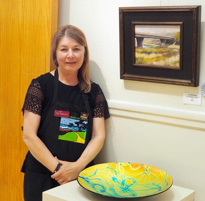 Pat Wilmott exhibits her painting.