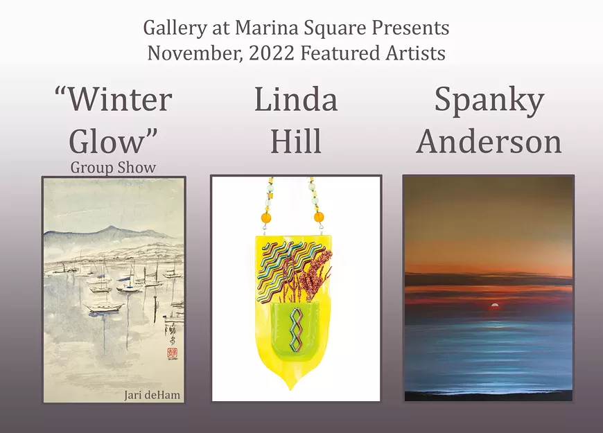 Glass Art by Linda Hill, Paintings by Spanky Anderson and the Group Painting Show Winter Glow