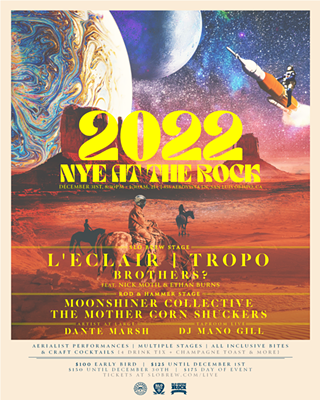 Image: NYE at The Rock: Moonshiner Collective, L'Eclair, TROPO, Dante Marsh, Mother Corn Shuckers