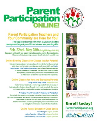 Parent Participation and Parent Education Classes Online (through San Luis Coastal Adult School)