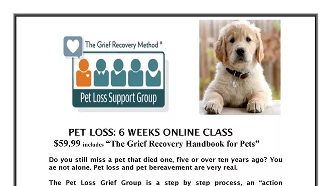 Image: Pet Loss Class: 6 Weeks Online (Includes Book)