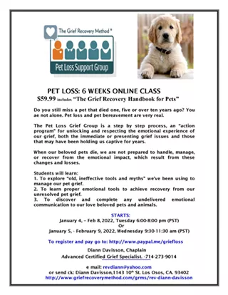 Image: Pet Loss Class: 6 Weeks Online (Includes Book)