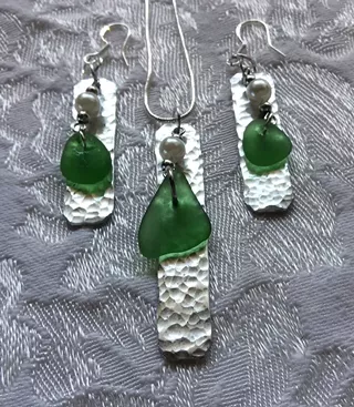 Image: Sea Glass and Hammered Metal Jewelry