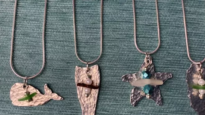 Image: Sea Glass Hammered Metal Jewelry