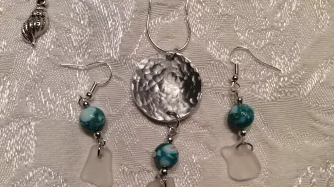 Image: Sea Glass Hammered Metal Jewelry