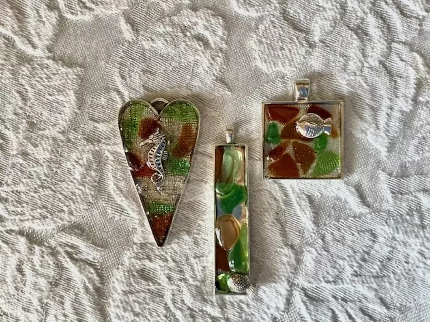 Encase local sea glass in glistening resin.