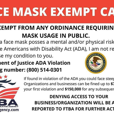Image: SLO County Public Health Department warns of fake face covering exemption cards