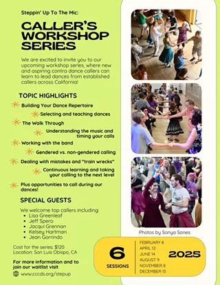 Image: Steppin' Up to the Mic: Contra Dance Calling Workshop series