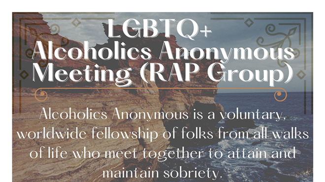 Sunday Evening Rap LGBTQ+ AA Group (Virtually via Zoom)