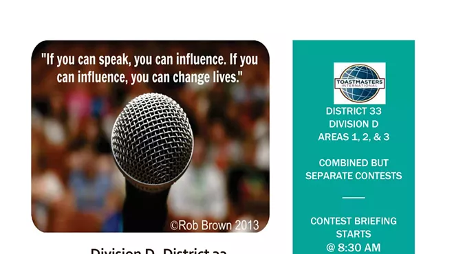 Image: Toastmasters Annual Area Speech Contest: Reach for the Gold