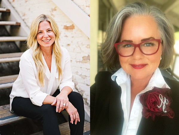 RAISING MONEY Mayoral challenger Cherisse Sweeney (left) has a fundraising edge over incumbent Heidi Harmon, according to the latest SLO city campaign finance disclosures. - PHOTOS COURTESY OF CHERISSE SWEENEY AND HEIDI HARMON