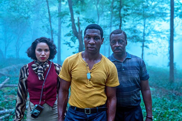 SPLATTER FEST HBO's Lovecraft Country mixes campy horror with Jim Crow-era racism to create a gleefully fun series starring (left to right) Jurnee Smollett, Jonathon Majors, and Courtney B. Vance. - PHOTO COURTESY OF MONKEYPAW PRODUCTIONS