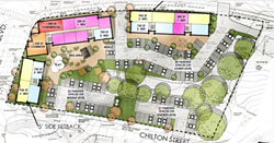 POTENTIAL One of HASLO’s conceptual site designs shows what an affordable housing unit near the intersection of Oak Park Boulevard and Chilton Street in Arroyo Grande could look like. - SCREENSHOT FROM ARROYO GRANDE STAFF REPORT