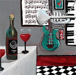 THE MUSIC NEVER STOPPED Orcutt artist Lori Mole's desk calendar highlights 12 of her acrylic paintings, including Rockin' Cab, featured on the September page, which was inspired by a Cajun restaurant she once visited in Chicago. - COURTESY IMAGE BY LORI MOLE
