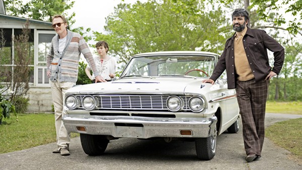 ROAD TRIP (Left to right) Frank Bledsoe (Paul Bettany); his niece, Beth (Sophia Lillis); and Frank's boyfriend, Wally (Peter Macdissi), travel from NYC to Paul and Beth's family home in South Carolina for Frank's father's funeral, in the comedy-drama Uncle Frank, screening on Amazon Prime. - PHOTO COURTESY OF AMAZON STUDIOS