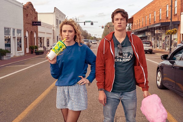 AROUND THEY GO Mark (Kyle Allen) and Margaret (Kathryn Newton) discover they're trapped in the same Groundhog Day-like time loop, in the charming YA rom-com The Map of Tiny Perfect Things, screening on Amazon Prime. - PHOTO COURTESY OF FILMNATION ENTERTAINMENT