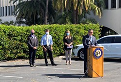SAFE PARKING FOR ALL At a press conference in Santa Barbara on May 3, U.S. Rep. Salud Carbajal (D-Santa Barbara) introduced the Naomi Schwartz Safe Parking Program Act. - PHOTO COURTESY OF MANNAL HADDAD