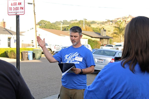 'ENOUGH IS ENOUGH' At a rally outside the Lucia Mar Unified School District office on May 4, Michael Mulder, vice president of Central Coast Families for Education Reform, announced plans to recall three of the district's board members. - FILE PHOTO BY KASEY BUBNASH