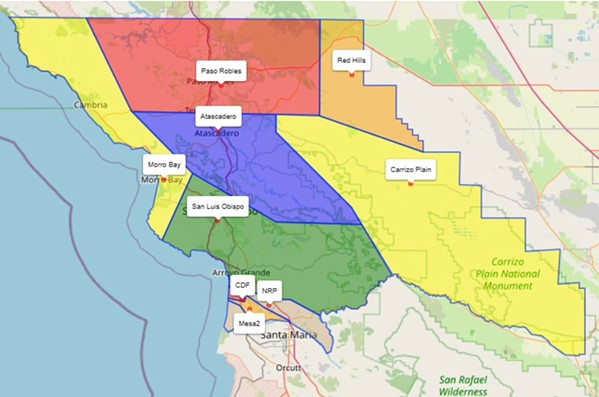 AIR QUALITY ZONES The SLO County Air Pollution Control District is adjusting its air quality zones based on new data for the Oceano Dunes area. - MAP COURTESY OF THE SLO COUNTY AIR POLLUTION CONTROL DISTRICT