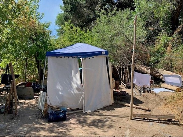 CLEARED OUT Paso Robles police and fire departments worked together to clean camps like these out of the Salinas Riverbed between July 13 and 22. - PHOTO COURTESY OF THE CITY OF PASO ROBLES