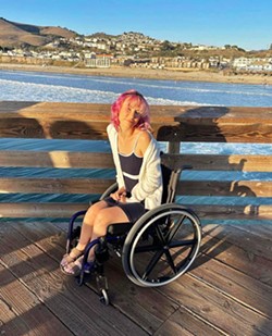 A NEW WAVE Mia Armstrong, a Shell Beach teenager and full-time wheelchair user, is a frequent Pismo Beach visitor who wants to introduce SLO County's piers to Mobi Mats. - SCREENSHOT FROM MIA ARMSTRONG'S INSTAGRAM PAGE