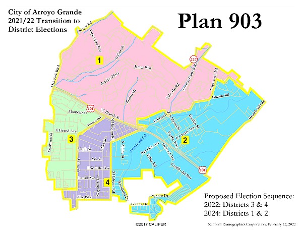 TOP PICK The majority of the City Council declared a potential modified version of Plan 903 as their first choice, the original of which was drawn by the National Demographics Corporation. - SCREENSHOT FROM NATIONAL DEMOGRAPHICS CORPORATION PRESENTATION