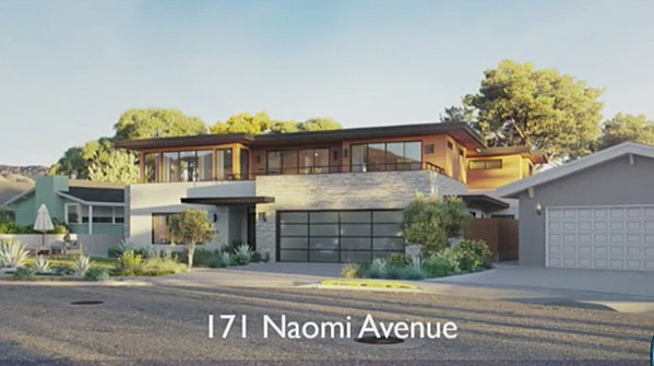 DWELLING DEBATE A photorealistic design of the proposed home at 171 Naomi Ave. shows what Pismo Beach City Councilmember Scott Newton's contentious project could look like. - SCREENSHOT FROM PISMO BEACH CITY COUNCIL MEETING