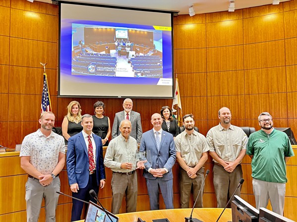 AWARD WINNERS SLO County Parks and Recreation staff pose for a photo with county supervisors after receiving a statewide award for their work transforming the once-struggling Dairy Creek Golf Course. - PHOTO COURTESY OF SLO COUNTY