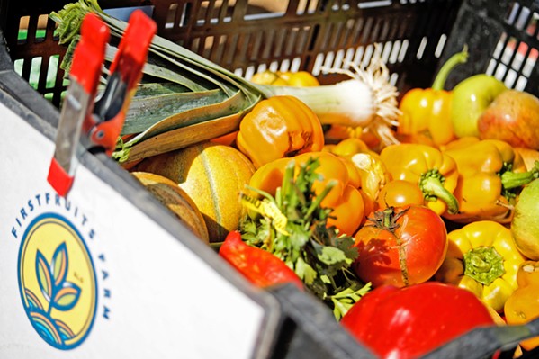 HEALTHY BOUNTY Over the summer, Firstfruits Farm harvests and distributes roughly 40 crates of produce twice a week, which they distribute to food pantries like God's Storehouse and New Life Community Church. - PHOTO COURTESY OF PAUL SHACKLEFORD