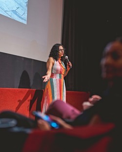 TELLING A STORY Alongside showcasing her work at the Storytelling exhibit, Marela Zacar&iacute;as gave a talk on March 12 about her artistic vision and process at an event held at the Palm Theatre before the exhibit officially opened. - PHOTOS COURTESY OF HERALDO CREATIVE STUDIOS