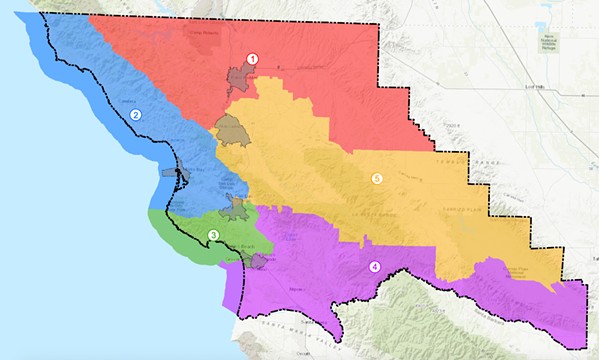 NEW MAP SLO County adopted Map A as its new redistricting map through 2030. It is nearly identical to the district map used between 2011 and 2021. - MAPS COURTESY OF SLO COUNTY