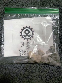 NEW GROUND Some Grover Beach residents found plastic bags containing rocks and flyers calling "men and women of the European race" to action. These are similar to the flyers community members found in San Luis Obispo and as far as Hanford in Kings County. - PHOTO TAKEN FROM NEXTDOOR