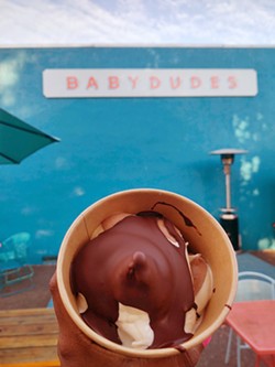 ICE CREAM SURPRISE Babydudes offers vanilla and tahini-chocolate soft serves. Get one or both, and add the chocolate magic shell for a crunchy bite. - PHOTOS BY BULBUL RAJAGOPAL
