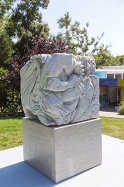 TEMPORARY Adam Parker Smith's David sculpture, which is here for the year, rests on the front lawn of the San Luis Obispo Museum of Art. - PHOTO BY JAYSON MELLOM