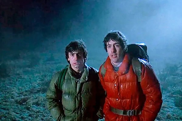 KEEP OFF THE MOORS American backpackers Jack Goodman (Griffin Dunne) and David Kessler (David Naughton) are attacked by a werewolf in the English countryside, in the horror comedy classic, An American Werewolf in London, screening at the Palm Theatre on Oct. 27. - PHOTO COURTESY OF UNIVERSAL PICTURES