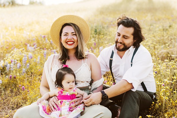 FAMILY FIRST Candice Custodio of Creston juggles her work and volunteer schedule&mdash;Club SupSup, Kindred Oak Farm, private chef functions, SLO Children's Museum board director, James Beard Foundation advisee, author, etc.&mdash;with raising 1-year-old Celeste alongside her husband, Ruben. - COURTESY PHOTO BY SARAH KATHLEEN PHOTOGRAPHY