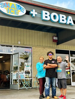 SWEET BREAK Eric and Diane Cabrera started PCH Shave Ice and Boba after his career as a tattoo artist and hers as a longtime teacher in Santa Maria. They now operate the business with the help of their son, Elijah (center). - PHOTOS COURTESY OF PCH SHAVE ICE AND BOBA